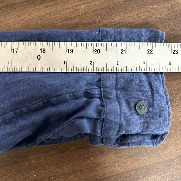 Uniqlo Blue 100% Linen Button Up Shirt Mens Small EUC - Picture 10 of 10